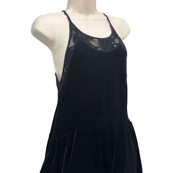 Free People Night Shade Velvet Mini Dress Black Sleeveless Strappy Halter Size S - Picture 5 of 16